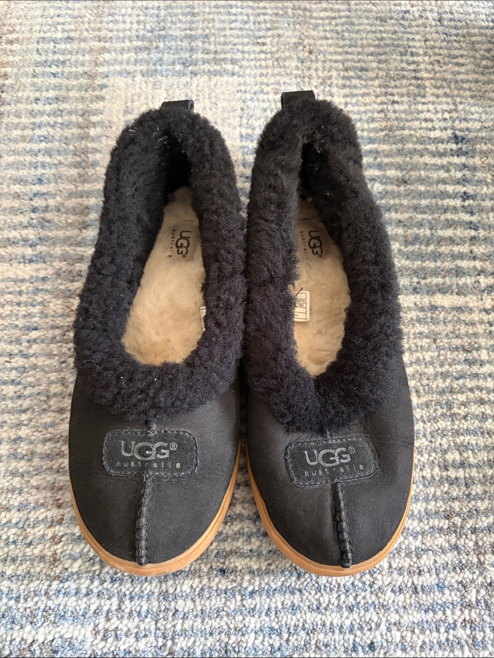 UGG Black Shearling-Trim Suede Slip-Ons